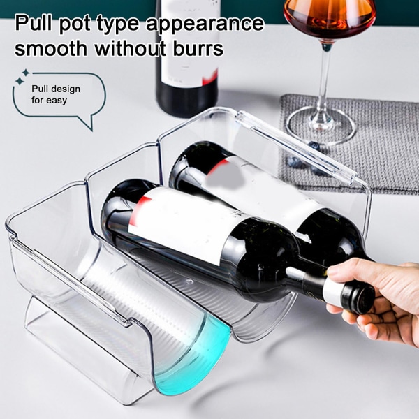 Stabelbar vinreol Køleskabsskab Pantry Bordplade Plast 2/3 Vin Champagne Ølflasker Display Holder Organizer 2Grids
