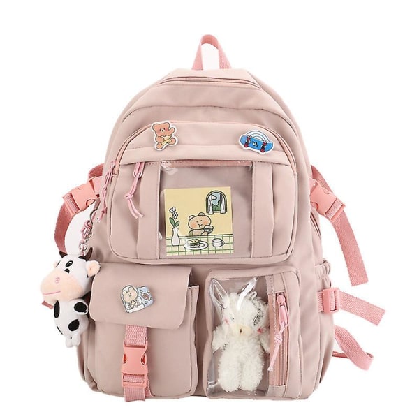 Ryggsäck. Japansk Kawaii ryggsäck skolväska med hänge. Liten ryggsäck. Skolmaterial Pink