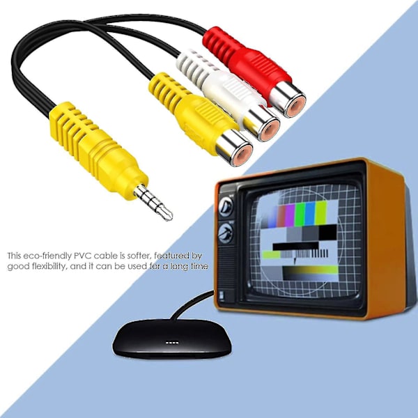 3,5 mm til 3 RCA-kabel Video Component Av-adapterkabel til Tcl Tv