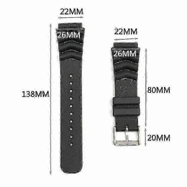 SEIKO DIVER'S Urrem i sort gummi, erstatningsrem til 22MM størrelse