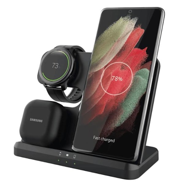 3-i-1 Trådlös Laddare Samsung Galaxy - Buds - Klocka Svart