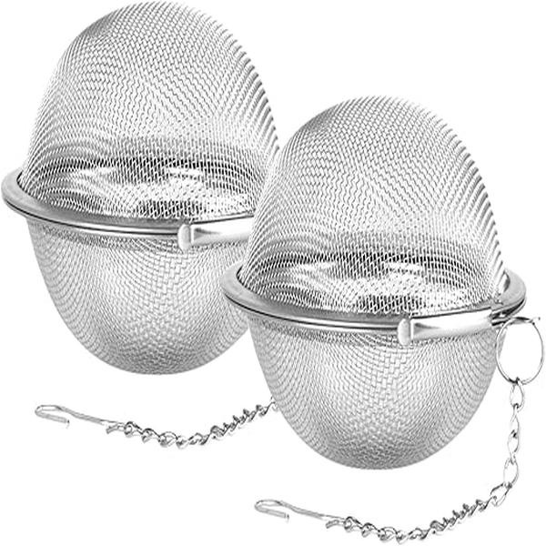 2 stk rustfritt stål teball 2,7 tommer tesil teinfuser sil