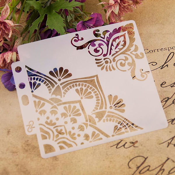Kukkakulman stensiilit Mallimaalaus Scrapbooking Kohokuviointi Leimaus Albumi C