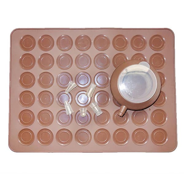 YOUMI Macaron Bageplade i Silikon med 48 Huller, Non-Stick Bageform, Sæt med Dekorations Penne