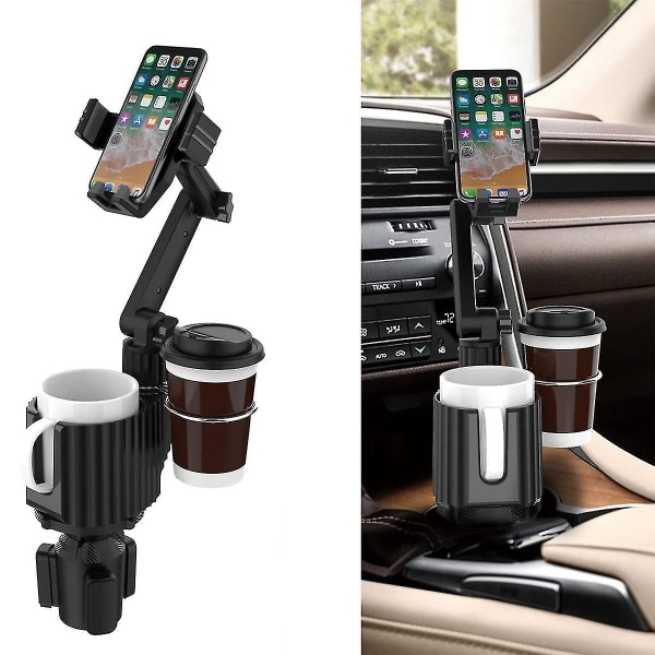 Bil Mugghållare Telefonfäste, universal Auto Mobiltelefon Stand Med Drink Expand Mugghållare Drink Holde