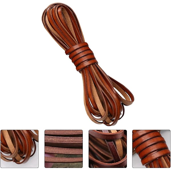 1 rull 5mm kuskinn lærstreng Flat lær Perlesnor Lærstreng Snor Tau Smykkefremstillingsutstyr For DIY Håndverk Flettet Armbånd Halskjede