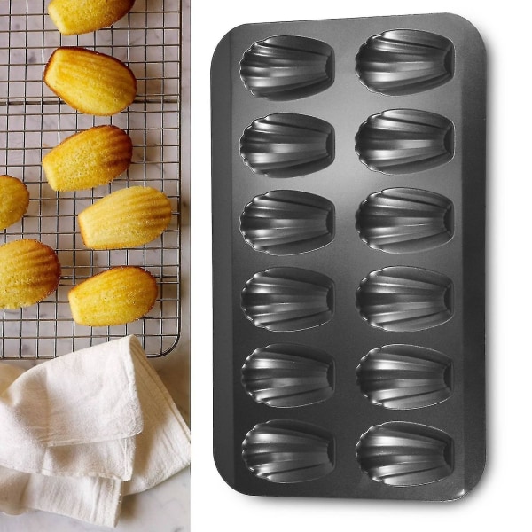 2 Pakke Non-stick Madeleine Former, Bakeformer med 12, Kakeform med Skorpe Sjokolade Non-stick Brød