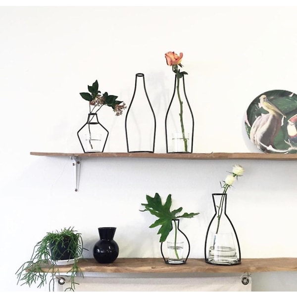 Retro Iron Line Bord Blommor Vaser Nordisk dekoration Hemmet Metall Växthållare Nordic Styles Blomstervas Heminredning Dropshipping glass vase B