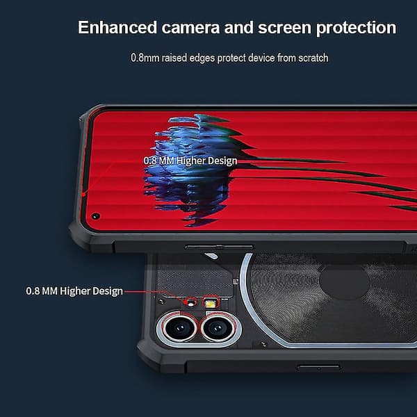 Transparent Sort Telefon Cover Kompatibelt med Nothing Phone 1