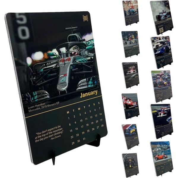 2024-kalender, 2024 Formel 1-kalender for F1-fans, Formulas Ones Racing-kalender, 12 måneders bærbar skrivebordskalender-julegaver 2PCS