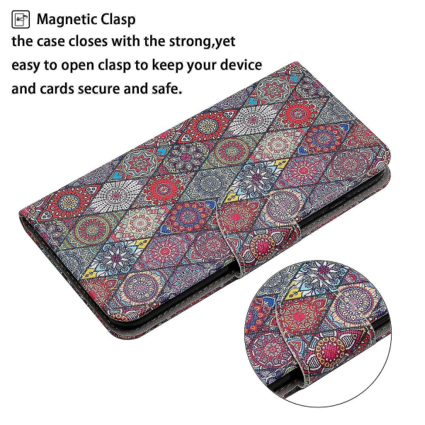 Til Samsung Galaxy A15 5G Etui PU Læder Mønster Tryk Tegnebog Telefon Cover med Rem Kaleidoscope