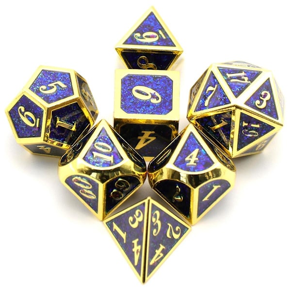 7 kpl Metalliset Noppaa, Raskaat Kiinteät Sinkkiseos Polyhedron Noppasetti Dungeons and Dragons Pöytäpelille