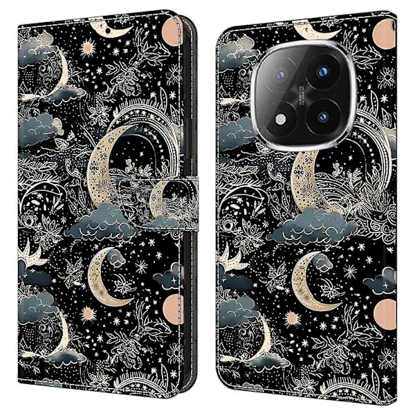 För Xiaomi Redmi Note 14 Pro+ 5G Fodral PU Läder Plånbok Telefonfodral med Ställ Multicolor Moon
