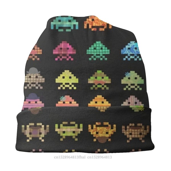Skullies Beanies Kepsar Space Invaders Arcade Shooter Game Tunn Hatt Höst Vår Hutshattar Män Dam Unisex Ski Cap