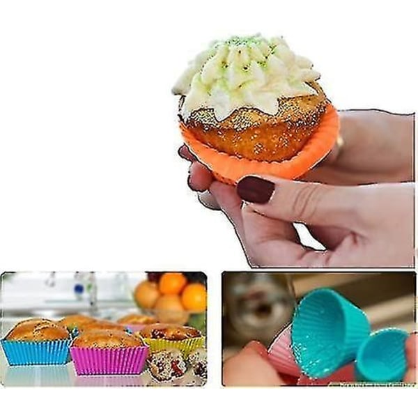 Silikon Cupcake Muffins Bakekopper Liners 36 Pack Gjenbrukbare non-stick kakeformer sett A