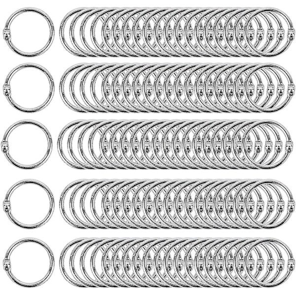 50 stk. ringbindsringe 25 mm metal løsblad bogringe nøgleringe