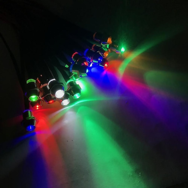 10 stk. 12V 8mm Bil Lastbil Båd LED Indikator Signal Lys Instrumentpanel Lampe Pære