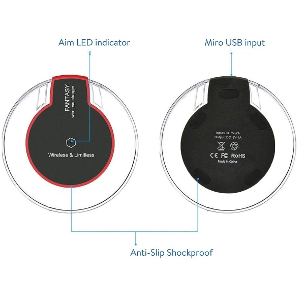 2 stk. Qi Trådløs Lader, Qi Bærbar Universell Trådløs Ladeplate Kompatibel Med Apple Iphone X/iphone 8/8 Plus, Android/samsung Galaxy Note 8/nei