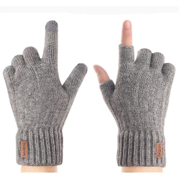 Herre Vinter Full Finger Berøringsskjerm Tykke Varme Kjørehansker Unisex Strikket Ull Elastisk Sklisikker Fin
