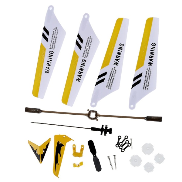 Komplett Sett Reservedeler for S107 RC Helikopter, Hovedblader, Hovedaksel, Hale Dekor, Hale Propeller, Girsett, Koblingsspenne - Gult Sett -