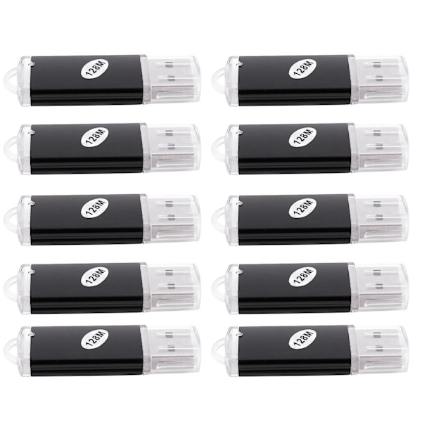 10 X USB Minne 2.0 Minnebrikke Flash Drive 128mb Gave Svart