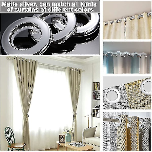 50 Stycken Plast Gardinringar Gardinöljetter 40mm Plastringar Ringar För Gardinstång Silver Plastöljetter För Gardinfönster Dusch Omklädning