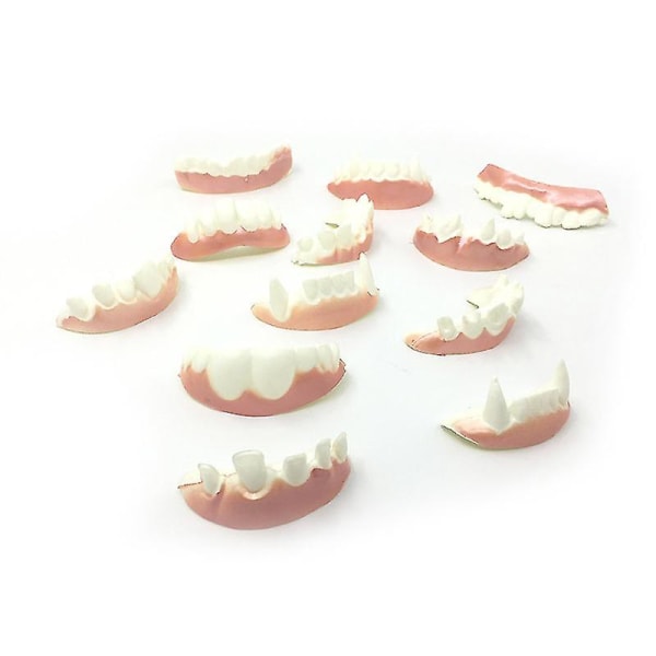 12 kpl hauska hammasproteesi malli Cosplay-rekvisiitta hammasproteesit lelut huijaushammas juhliin Zh5-2