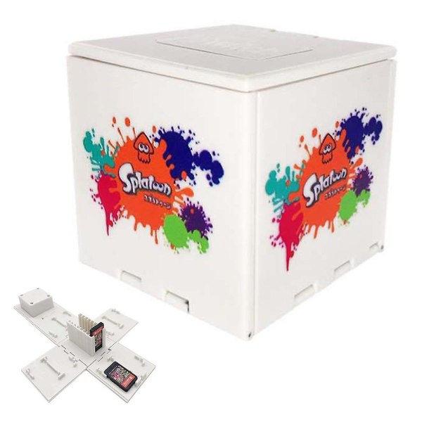 Spilopbevaringsboks til Nintendo Switch spilkort 16 kortpladser Cube Case Foldbar Splatoon White