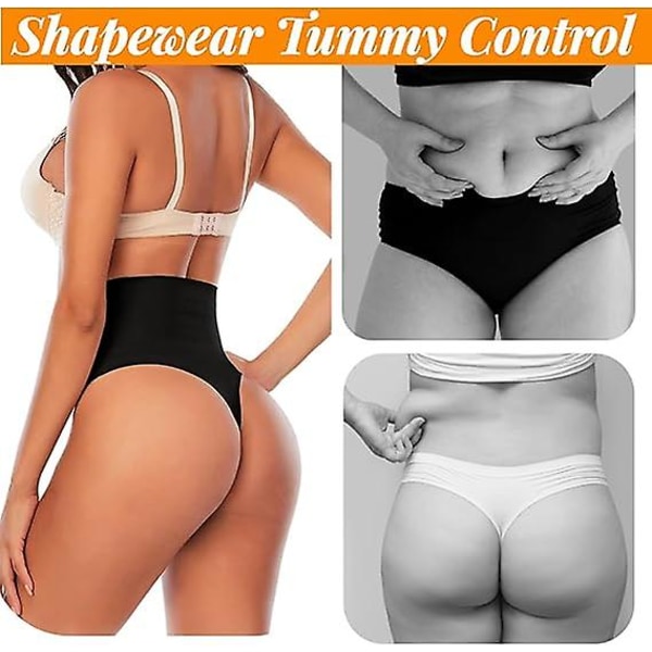 Stringtrosa för damer Magkontroll Shapewear, Magkontroll String Shapewear för kvinnor, Seamless Shaping Stringunderkläder Hög midja Body Shaper Trosor Black L