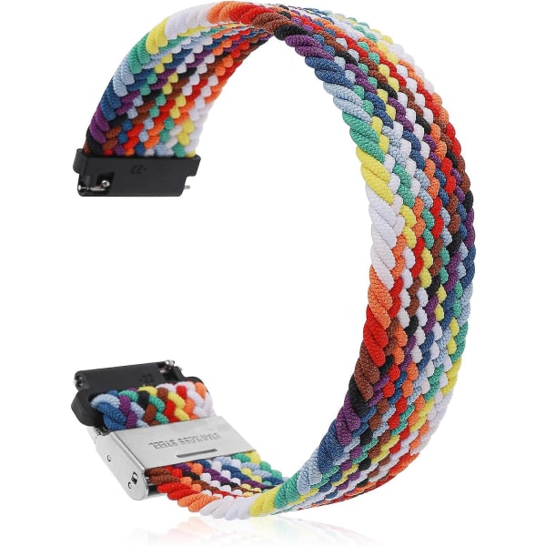 Flätade Elastiska Ögla Klockarmband - Regnbåge (22mm) - Universell Snabbkoppling