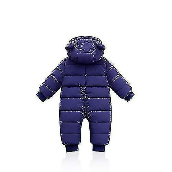 Baby vinterdragt med hætte, rulledragt til drenge piger langærmet jumpsuit Varmt outfits gave (marineblå, 66 cm)