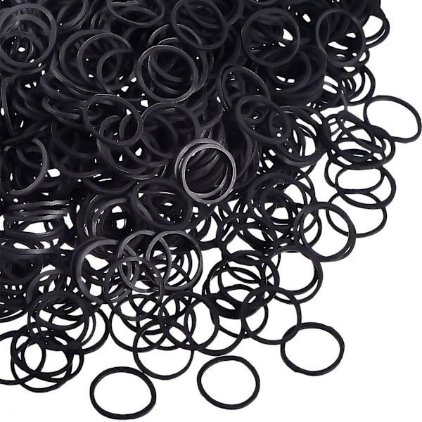 Pakke med 1000 Mini Elastikker Bløde Elastikker til Frisure, Sort