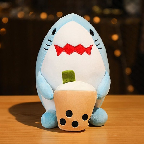 Shark Plyschleksak - 9-tums Shark Plysch Gosedjur - Krama och omfamna härlig japansk animestil present - Ice Bubble Milk Tea Shark Pojke och flicka present