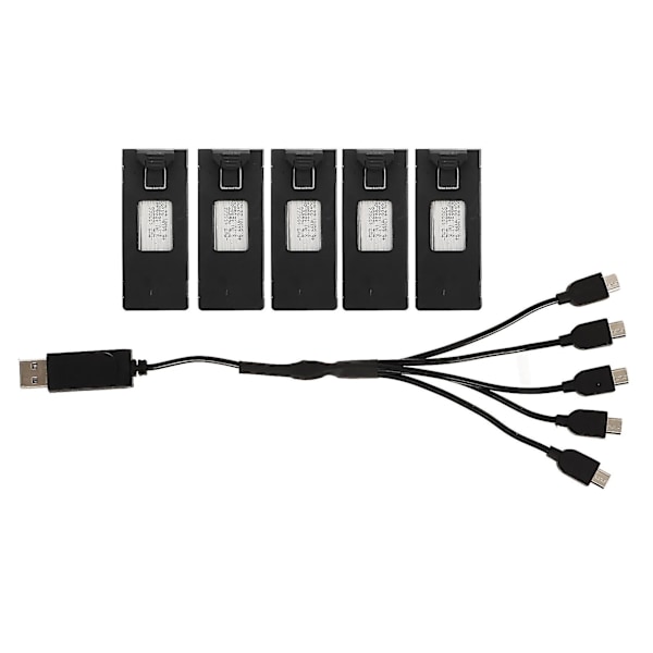 5 st Li-Ion Batterier för Drönare 3.7v 1800mah Fjärrstyrd Flygmodell Tillbehör med Laddningskabel