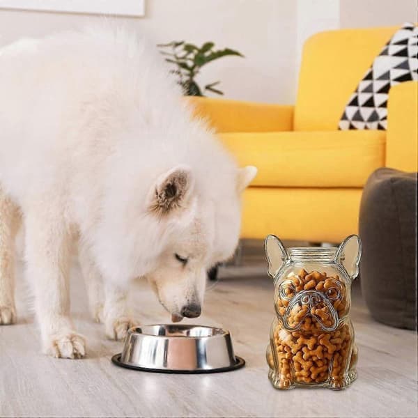 Bulldog Snackskrukke til franske bulldogs, opbevaringsbeholder til dyrefoder til hvalpe
