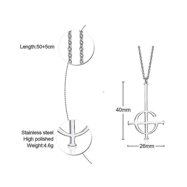Silve Cross Ghost Bc Nameless Ghoul Kaulakoru Riipus Grucifix Papa Emeritus Patch Naiset Miehet Ruostumattomasta teräksestä Korut -bp