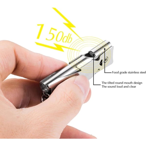2 Stck Signalpfeife, 150db Edelstahl High Decibel Whistle Mit Schlsselanhnger Fr Berg Berleben Notfall Sportunterricht Outdoor Camping Angeln Wandern