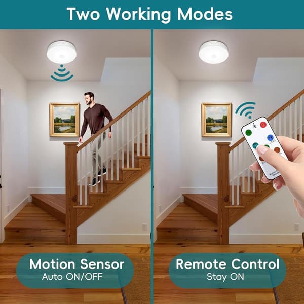 Rechargeable Ceiling Light with Motion Sensor and Remote Control, 7.4 inch, Wireless Ceiling Lamp, Battery Operated Cabinet Light, Motion Sensor, Battery Operated Lamp