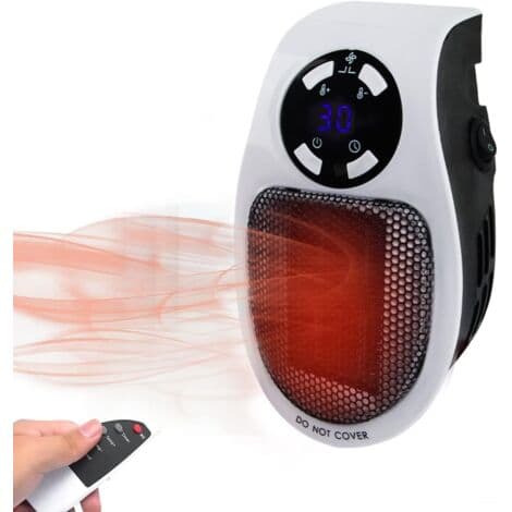 Mini plug-in elektrisk radiator, 500W, konstant temperatur system, LED display