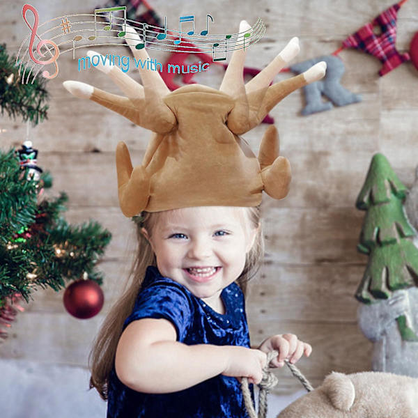 Kalkun Thanksgiving Hatt som beveger seg med musikk Nyhet Kokt Kylling Fugl Julenisse Kostyme