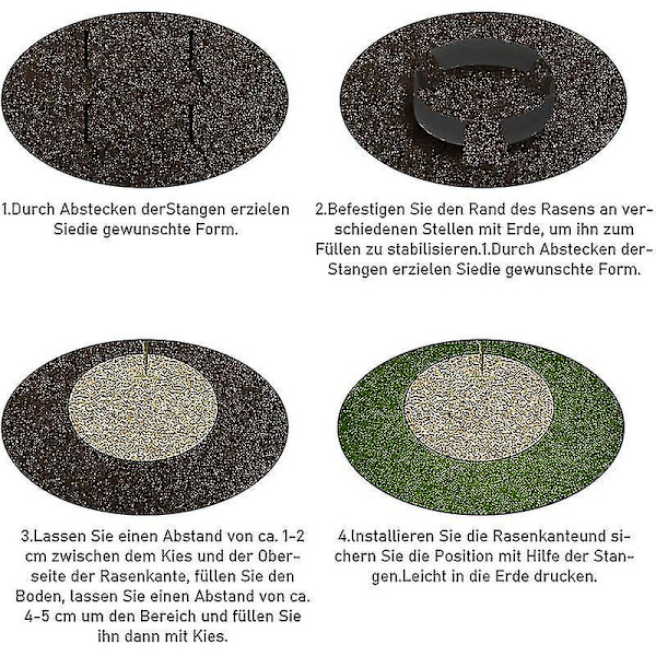 Otwoo Randaco Trädgårdskant Flexibel Gräsmattekant Hårdplast Kant för Rabatter Kant för Gräsklippning Trädgårdsarbete 10m12.5cm2mm Svart-