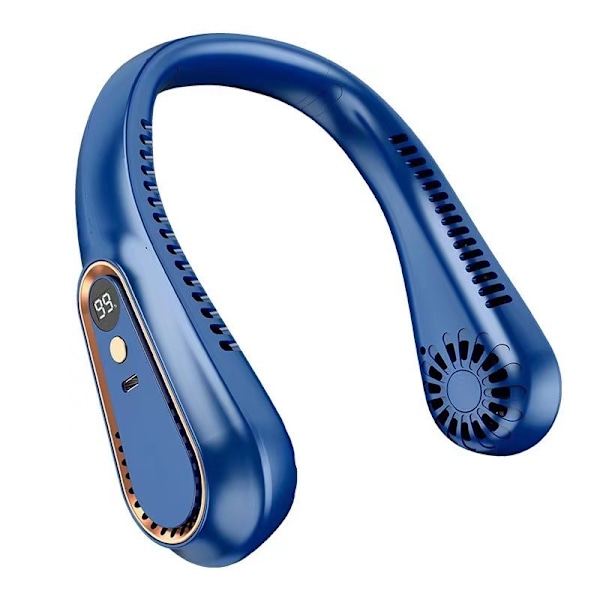 Hals Bladløs Ventilator Mini Ultra Lang Levetid Bærbar Lazy Støjsvag Ventilator Usb Opladning Studerende Sport Kontor Digital Display Strøm 5 Gear