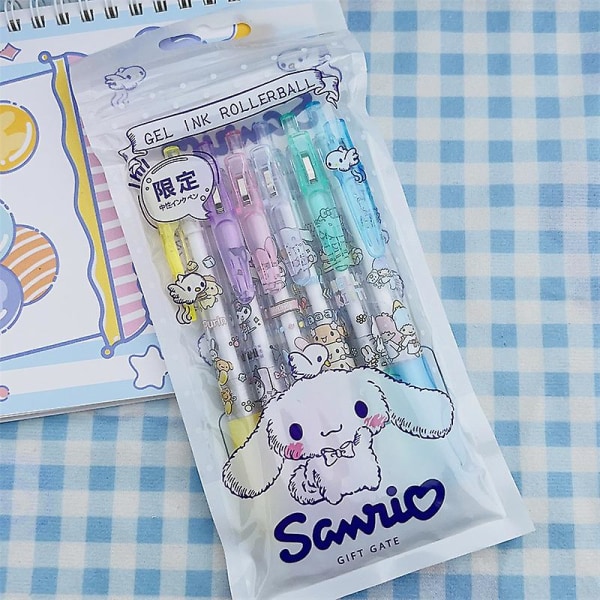 Jinzhaolai söt tecknad Sanrio studentgelpenna 6 förpackningar av högvärdig tjejhjärtpresspenna Söt björn Mymelody Kuromi Cinnamoroll-penna