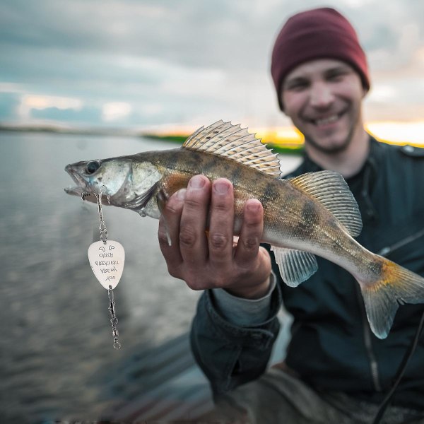 Kalastuslahja, personoitu kalastusvieheen koukku, vuosipäivälahja, kalastajan vapaa-ajan asuste, kaiverrettu kalastuskoukku