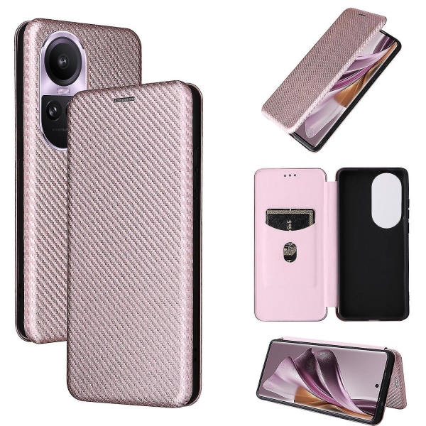 Case Oppo Reno 10 Pro 5g hiilikuitu- case Folio Flip suojaava magneettinen Cover_ggod Pink