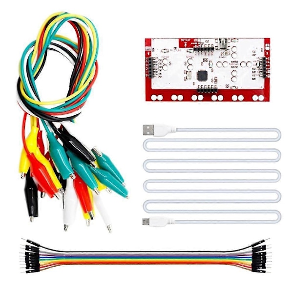 Komplett Deluxe-kit med USB-kabel, Dupond-krokodilklämmor för Makey