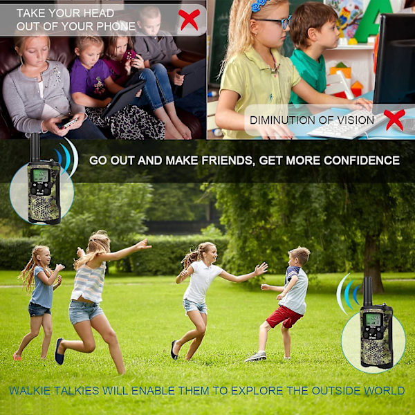 Walkie Talkies för Barn 8 Kanaler 3 Km Lång Räckvidd Genial Kommunikationsgadget som Förebygger Närsynthet Leksaker Bästa Födelsedagspresenter för 4-6 Åriga Pojkar Passar