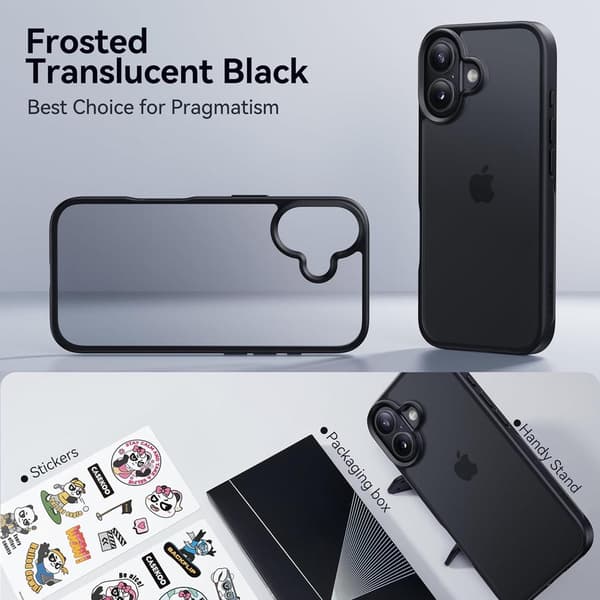 Compatible iPhone 17 Case Matte Finish Protective Mobile Phone Cover Anti-Fingerprint Thin Slim Hard Case - Black