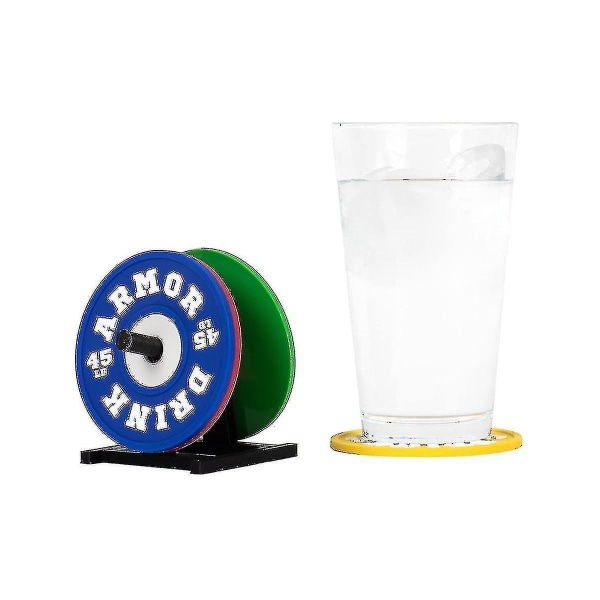 Drink Armour Vægtplade Coaster Sæt med stativholder Blandede farver Ikke- Silikone Materiale -ys