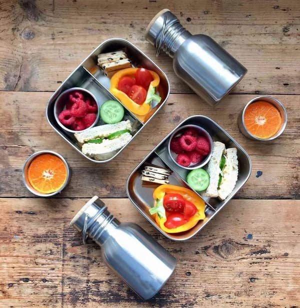 1 L Matboks i rustfritt stål - Bento-boks med 2 rom